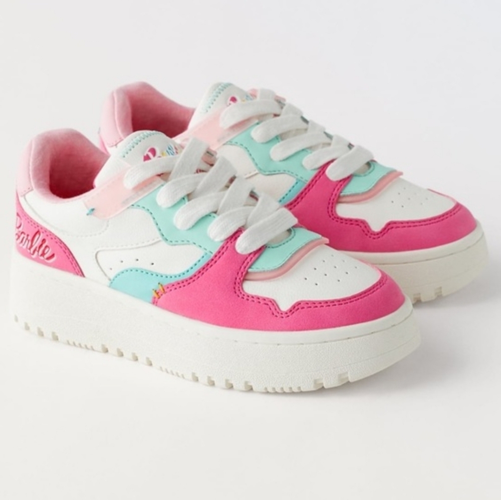 Kids Pink & Mint Lace-Up Sneakers